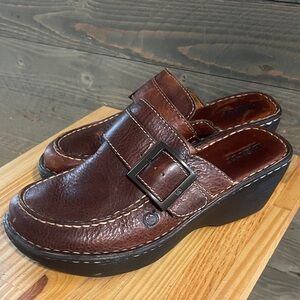Børn Brown Leather Slide Clogs Size 8